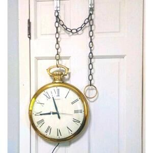 United Clock Corp. Model 40 Large 13" x 18" Pocket Watch Wall Clock - Works